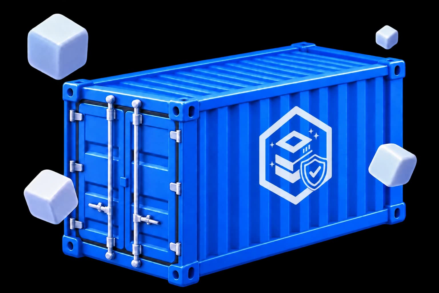 A shipping container badged with the Clean Images product logo