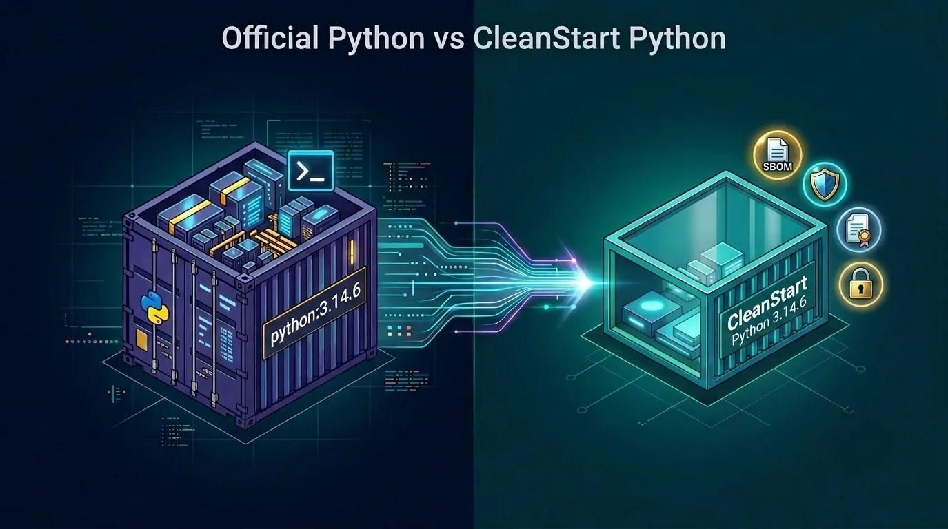 Docker offical python vs cleanstart python 2d6b533f 2